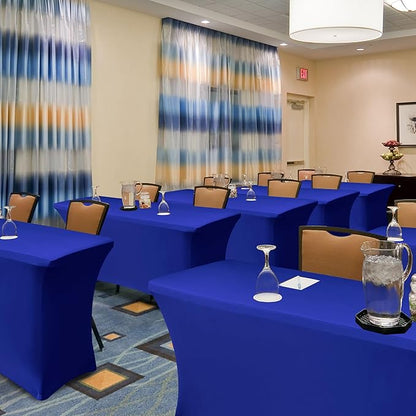 Fitted Spandex Table Cloth for 4 ft Rectangle-8 Pack Royal Blue Spandex Table Covers-Elastic Folding Tablecloths for Party, Vendor Booth Display, Banquet Buffet Event, Craft Trade Show