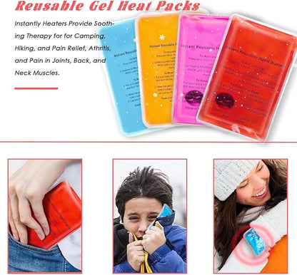 Reusable Snap Heat Pack, Hand Warmers Boil Click Heat Pocket Hand Warmer, Pouch Gel Hand Warmers for Camping for Outdoor, Indoor, Working, Studying, Camping, Warm Gifts