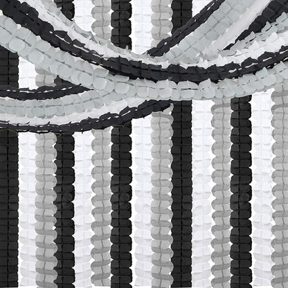 Black White-Silver Party-Decorations Streamers Garland - 157Ft Graduation Four-Leaf Clover Hanging Banner,Men Boys Birthday Engagement Wedding Baby Bridal Shower New Years Supplies Decor Hugtmr