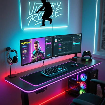 Final Win Neon Sign, Light Blue Gamer Wall Light, Battle Royale Game Decor, USB Powered LED Sign for Gaming Room (13.8"x9.8")