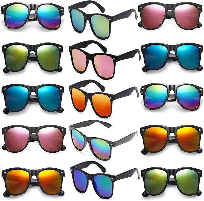 Fsmiling Black Sunglasses Bulk Adult Party Sunglasses 80s Glasses Shades for Men Women Party Favors-15Pack,UV Protection