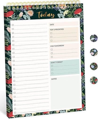 Taja To Do List Notepad - To Do List Notebook for Work with 52 Sheets, 9.8" x 6.5", Undated Daily Planner Perfect for Daily Tasks and Goal Setting, Notepad Suitable for Office, Home & School - Sage Blossom