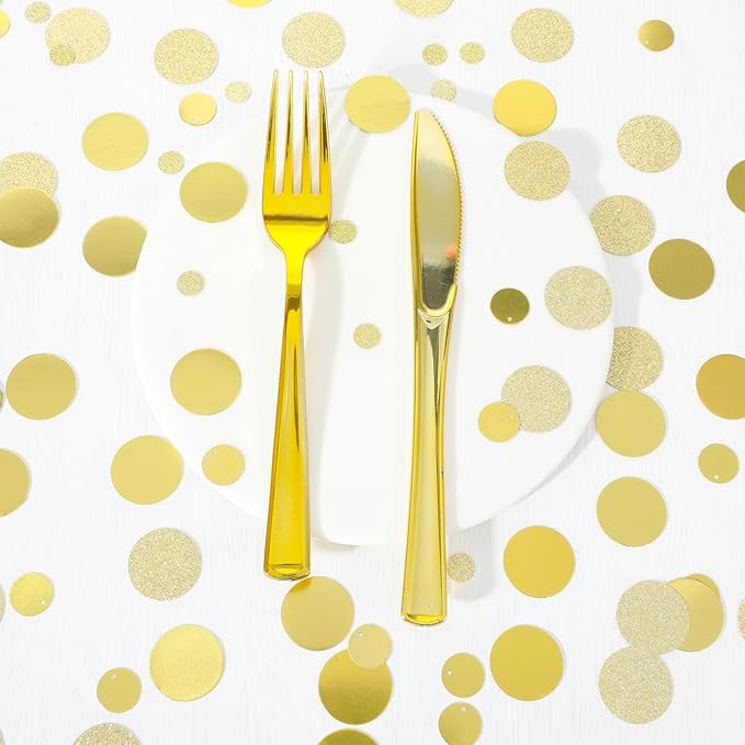 200 Pcs Gold Confetti, Circle Dots Glitter Confetti, 3 Sizes Gold Table Decorations, Metallic Paper Golds Table Confettis for Party, Wedding, Birthday and Event Decor