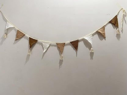 Multicolor Pennant Banner Flags, Boho Weddings Boho Birthday Party Decorations Light Brown Fabric, Wall Christmas Tree Decoration 9 Flags Helloween Day Christmas Party Nursery Playroom Decor