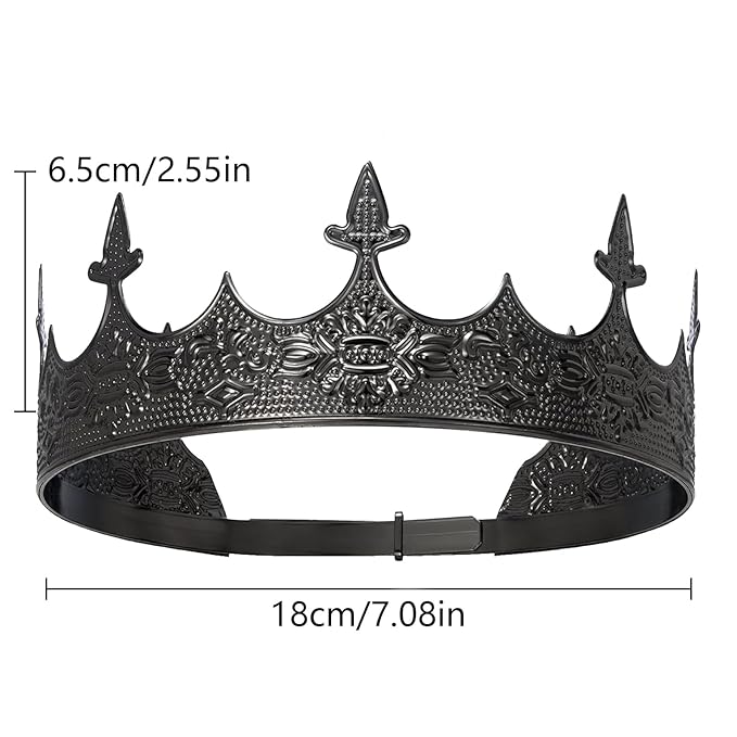 King Crowns Metal Hair Band for Men Gold Crowns and Tiara for Theme Birthday Party Costume Accessories