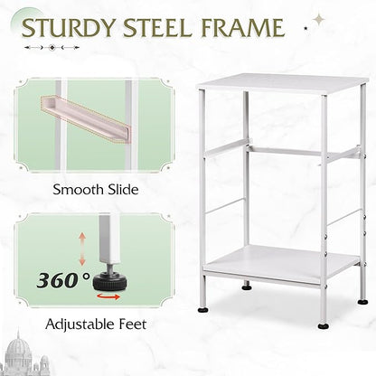 WLIVE White Nightstand, Night Stand with Fabric Storage Drawer and Open Wood Shelf, Small End Side Table, Bedside Table for Bedroom, Dorm, Easy Assembly, 25.03" Height