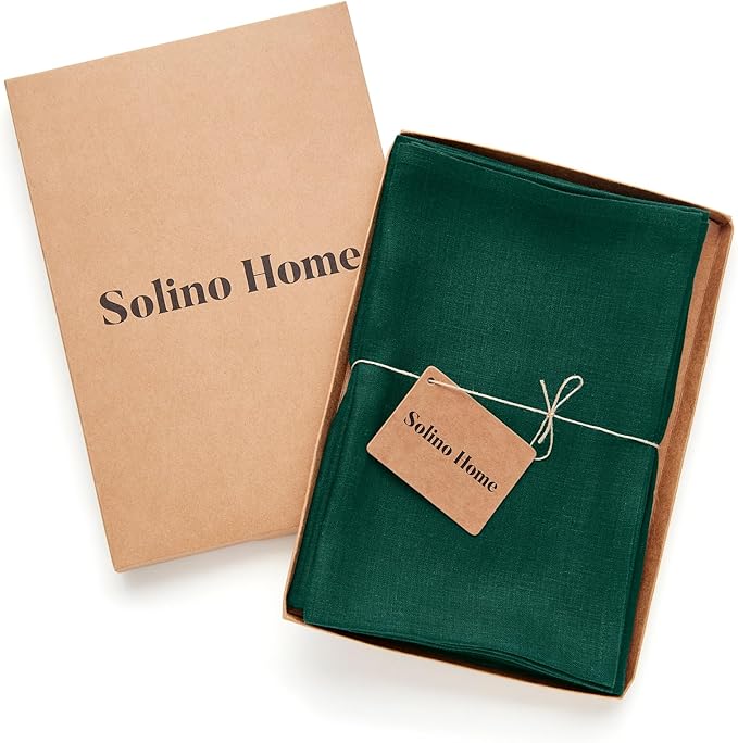 Solino Home Linen Cloth Napkins Set of 4-100% Pure Linen Rainforest Green Dinner Napkins 20 x 20 Inch for Fall, Autumn, Christmas, Winter, New Year - Fete, Handcrafted and Machine Washable