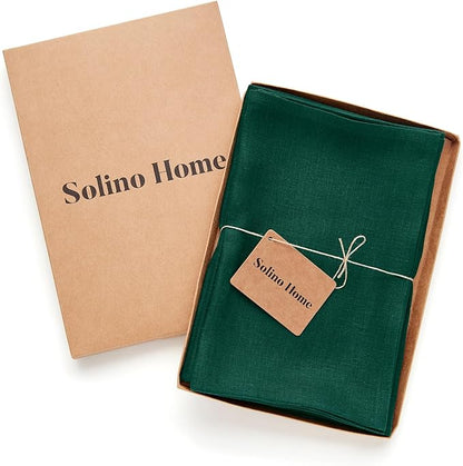 Solino Home Linen Cloth Napkins Set of 4-100% Pure Linen Rainforest Green Dinner Napkins 20 x 20 Inch for Fall, Autumn, Christmas, Winter, New Year - Fete, Handcrafted and Machine Washable