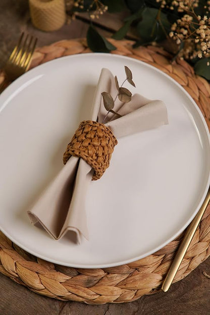 Beige Paper Napkins | Linen Feel Guest Disposable Cloth Like Dinner Napkins | Hand Towels | Soft, Absorbent, Paper Hand Napkins for Kitchen, Bathroom, Parties, Weddings, Dinners | 50 Pack