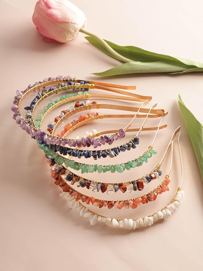 MINACHI Boho Carnelian Hairband, Gold-Tone Handmade Crystal Crown for Women, Jewelry Gift for Mother's Day
