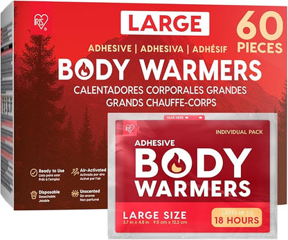 IRIS USA Hand Warmers, Regular/Large/Jumbo, 30/60 Individual Warmers, Regular/Adhesive Body Warmers Up to 10/12/18 Hours Disposable Handwarmer Bulk for Hot Hands Feet Chest Back, TSA-Approved, Camping