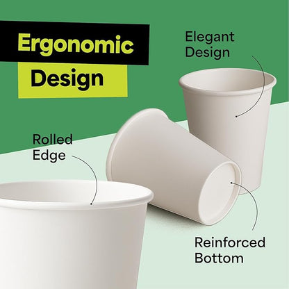 EconoHome 12 oz 100 Pack Disposable Coffee Paper Cups - Paper Cups for Hot and Cold Drinks, Tea, Water, and Juice