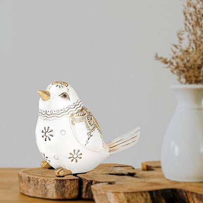 Bird Statue for Home Decor Accents Boho White Bird Figurines for Shelf Living Room Bedroom Centerpiece Table, Decorative Birds Sculpture, Animal Decor Gifts for Bird Lovers, Women