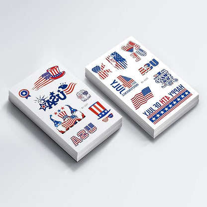 4th of July Temporary Tattoos - 80 Pcs Independence Day American Flag Red White and Blue Tattoos for Kids,Memorial Day,Labor Day,Fourth of July Party Decorations and USA Party Favors 10 Sheets