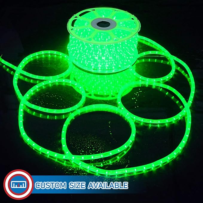 Russell Decor LED Rope Lights Festival Holiday Party Seasonal Christmas Decoration 30ft - 200ft Customized Available (Green, 10)