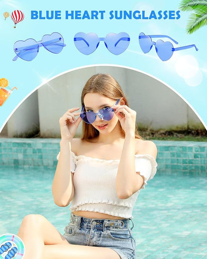 100 Pairs Heart Shaped Sunglasses for Women, Colorful Rimless Fun Heart Sunglasses Bulk Party Favors