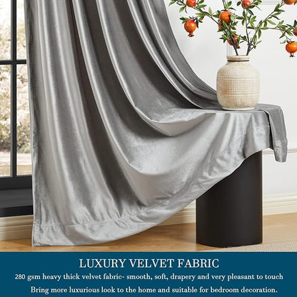 PRIMROSE Light Grey Curtains 120 inch for Living Room,2 Panels Drapes Blackout Rod Pocket Back Tab Window Treatment Room Darkening Thick Decorative Curtains for Bedroom