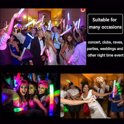 Glow Sticks Bulk - 100 Pcs LED Foam Sticks Glow in the Dark Party Supplies with 3 Modes Flashing Effect, Glow Batons Party Favors for Party Wedding Birthday Concert Halloween Christmas