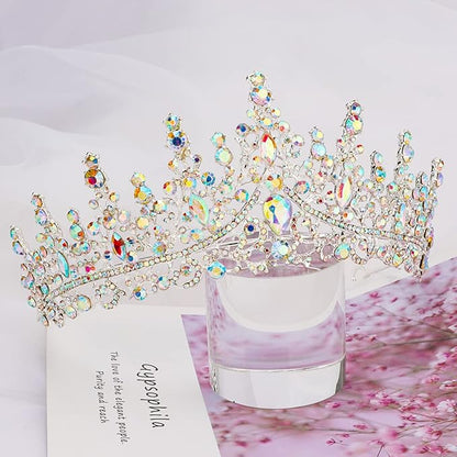 TOBATOBA AB Silver Wedding Tiara for Women Crystal Tiaras and Crowns for Women Wedding Tiaras for Bride Royal Queen Crown Headband Princess Quinceanera Headpieces for Birthday Prom Pageant Party