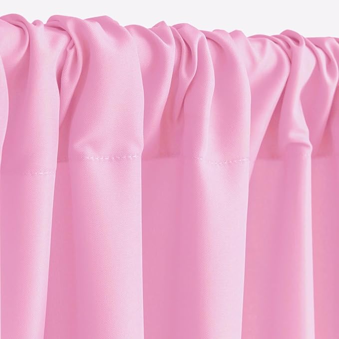 Hiasan Pink Backdrop Curtains for Parties, Polyester Photography Backdrop Drapes for Baby Shower, Wedding Decorations, 5ftx10ft, Set of 2 Panels