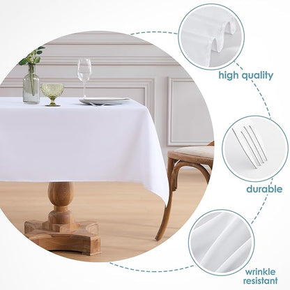 VidaFete Square Tablecloth 10 Pack52 x 52 Inch Tablecloths Stain Wrinkle Resistant Polyester Dining Table Cover for Kitchen Dinning Party Wedding Rectangular Tabletop Buffet Decoration(White)