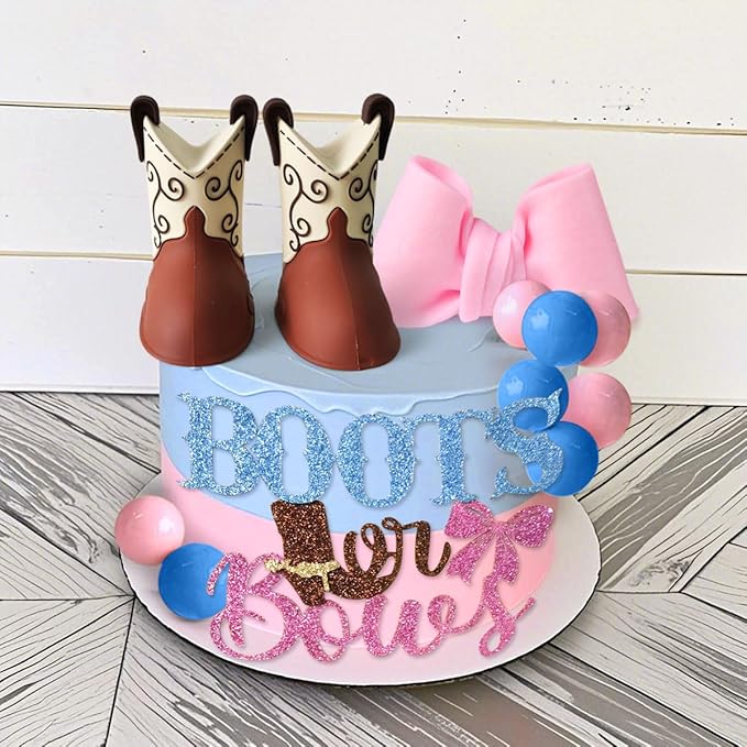 Boots or Bows Gender Reveal Cake Decorations Boy or Girl Gender Reveal Theme Cake Decorations Baby Shower Boys Or Girls Party Supplies