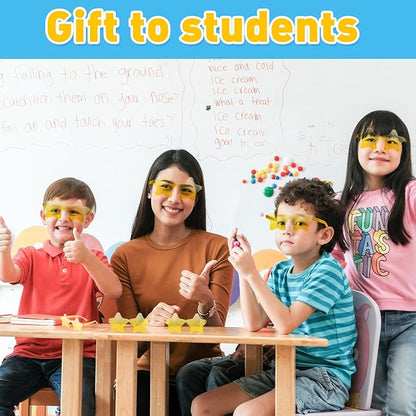 10/20/30/40 Pack Star Sunglasses Rimless Transparent Pentagram Shaped Sunglasses Bulk Party Favor Glasses for Women (20, Yellow)