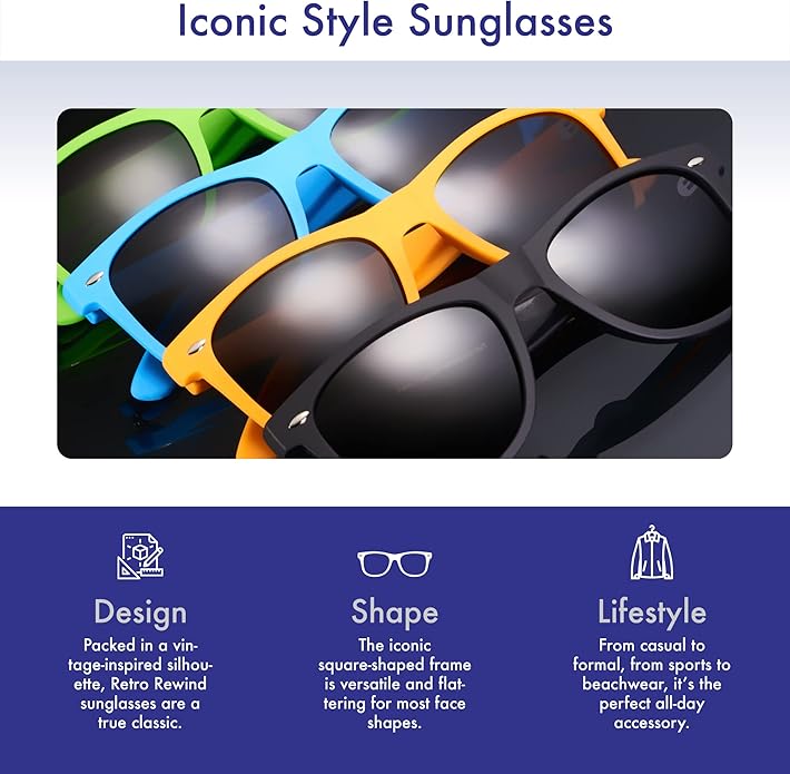 Retro Rewind Polarized Sunglasses for Men and Women - UV Protection Classic Sun Glasses