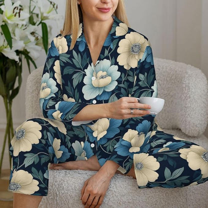 Retro Bee And Floral Women'S Pajama Sets Ultra-Soft Printed Sleepwear