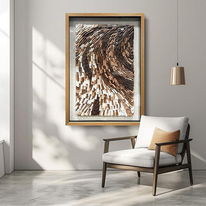 BrightA The Texture Leather Collage Craft Painting With A Contrast Of Brown And White Colors Adds An Artistic Atmosphere And Style To The Space 27.5"x39.4"
