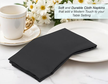 Zoyer Cloth Napkins Set of 12, 18x18 Inches Cotton Enrich Napkins Cloth ‎Washable, Soft & Durable Dinner Napkins for Parties, Wedding, Christmas, ‎Thanksgiving & Everyday Use - Black