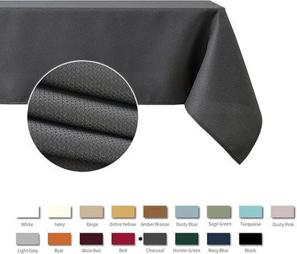maxmill Jacquard Tablecloth Stain Resistant Waterproof Wrinkle Resistant Spillproof Washable Soft Textured Table Cloth for Dining Room, Indoor and Outdoor Use, Rectangle 60 x 140 Inch, Charcoal