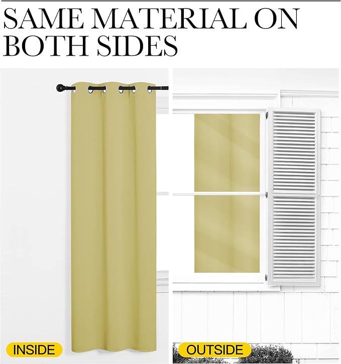 NICETOWN Bedroom Curtain Panels Blackout Draperies, Thermal Insulated Solid Grommet Blackout Curtains/Drapes (Paler Yellow, 1 Pair, 55 by 68-inch)