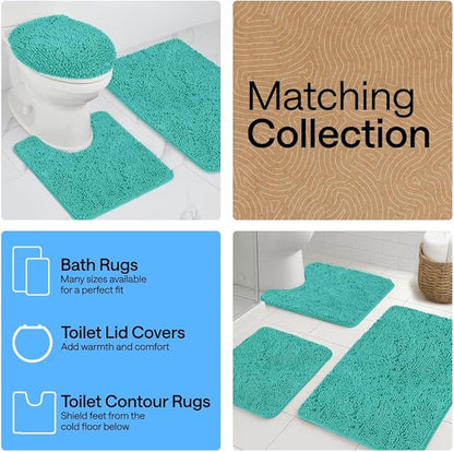 GORILLA GRIP Bathroom Rug Sets, Soft Chenille 2 Piece Area Rugs Set, Toilet Base Mat and 30x20 Carpet, Absorbent Microfiber Washable Mats Dry Quickly, Home Décor and Bath Room Accessories, Turquoise