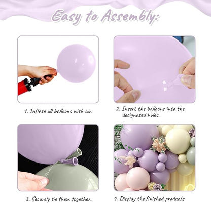 Pink Purple Green Balloon Arch Kit, 122Pcs Dusty Pink Light Green Macaron Yellow Pastel Balloons for Kids Girl Flower Party Decorations Spring Baby Shower Wedding Engagement Fairy Birthday Supplies