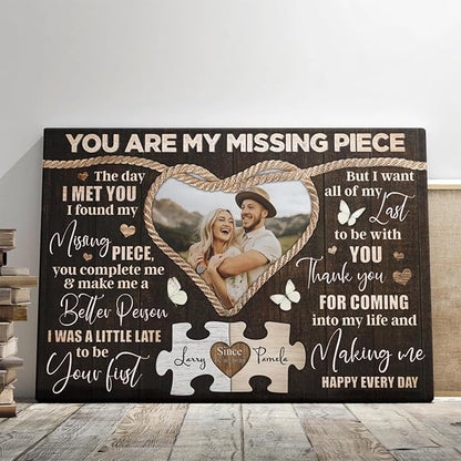 Dem Canvas Personalized Canvas Prints, Custom Photo And Name, You Are My Missing Piece, Wedding Gifts For Couple Anniversary Wedding Engagement Gift For Couples Canvas (30x20)