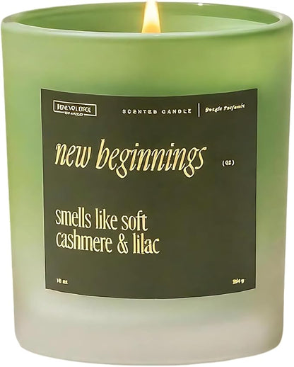 Benevolence LA New Beginnings Scented Candles | 10 oz, 40-50 Hour Burn, New Home Candle | House Warming Gifts for Women, Friends | Gift Idea for Promotion, Retirement - Notes of Cashmere & Lilac