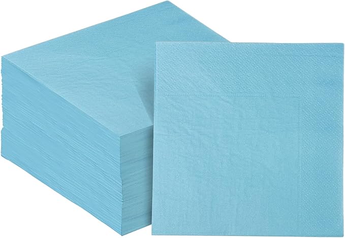 Bright Blue Cocktail Napkins 5 * 5inch disposable Beverage Napkin paper for Cocktail, Wedding, Dinner，Birthday Party Dessert Wine Paper Napkins（ 120 Count）