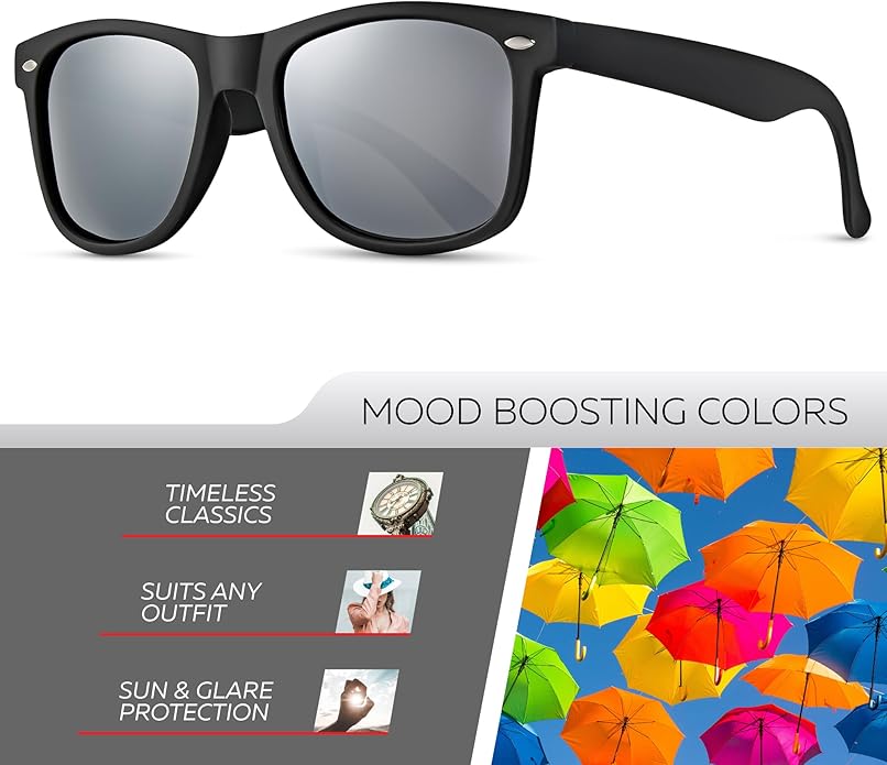 Retro Rewind Polarized Sunglasses for Men and Women - UV Protection Classic Sun Glasses