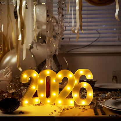 KatchOn, LED Light Up Numbers 2026-8.2 Inch, Light Up 2026 Sign | 2026 Number Light Up Sign for Happy Happy New Year Decorations 2026 | LED Happy New Year 2026 Sign