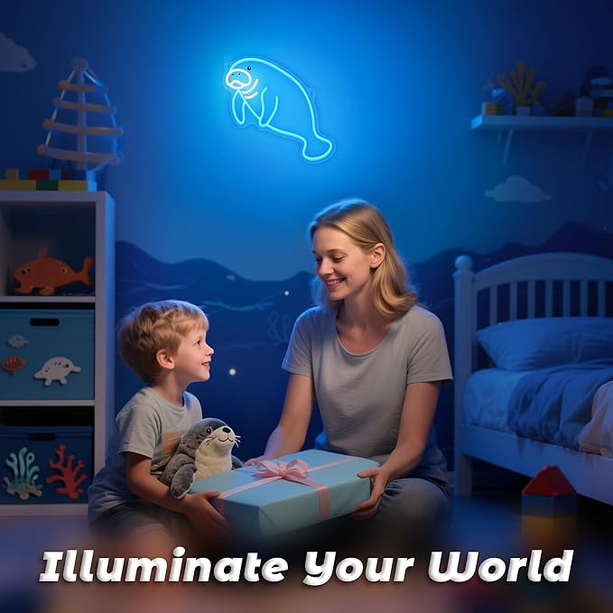 Manatee Neon Sign, Dimmable Wall Decor Light. Birthday Party Decorations for Home, Patio, Garden, Bars, Restaurants, Hotels, Stores, Clubs, Gift for Friends Family and Kids