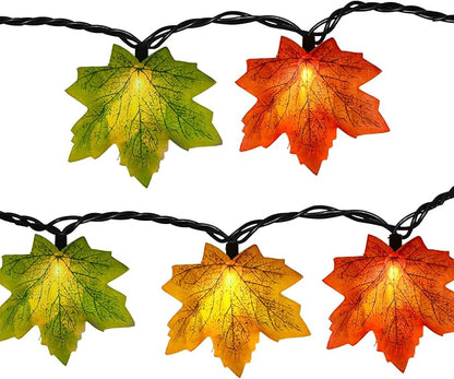 Fall String Lights Maple Leaf Lights, 13.6FT Outdoor String Lights Plug in with 35 Multicolor Maple Leaf Bulbs for Autumn Thanksgiving Christmas Indoor Outdoor Party Decor