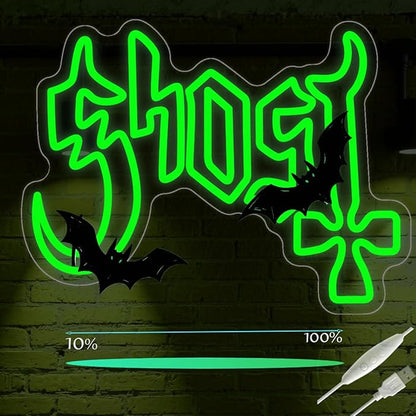 Gothic Band Neon Sign, Green LED Wall Light, Mysterious Rock Music Decor, Occult Aesthetic Room Light (12.2"x16.5")