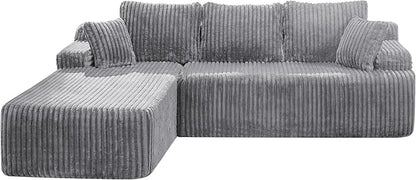 Hobestluk Modular Sectional Sofa Couches L-Shape Couch 3 Seat Modular Sofa Memory Foam Sectional Couches for Living Room, Cloud Couch with Oversized Chaise (108" Left Facing Chaise)