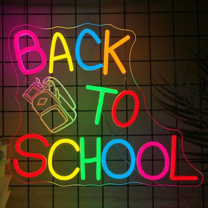 NOSUN Back to School Neon LED Sign Classroom Colorful Opens Party Wall Decorations Welcome to New Semester LED Lamp First Day of School Neon Lights as Gift for Students Son Daughter Boys Girls Teenagers