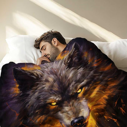 Firmiso Wolf Throw Blanket for Adults, Wolf Gifts for Men and Women, Wild Animal Home Decor for Bed and Living Room, Soft Fleece Throw, 80x60 Inches, 310 GSM, Single Side Printed