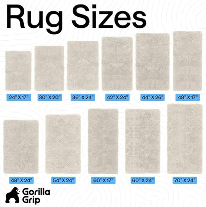 GORILLA GRIP Bath Rug Mat 60x17, Thick Soft Absorbent Chenille, Quick Dry Microfiber Mats, Rubber Backing Washable Shower Floor Rugs, Bathmat Runner, US Designed Bathroom Home Decor Accessories Ivory