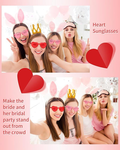 20 Pairs Heart Sunglasses for Women Bulk Transparent Heart Shaped Sunglasses Bachelorette Party Glasses Fun Glasses for Party Favor to Add A Splash of Fun And Style (20Pcs Pink+Red)
