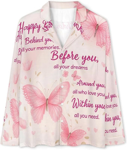 Lemons Leaves Ceramic Style Womens Pajama Set Long Sleeve Pajamas Top And Pants Soft Loungewear Pjs Sets