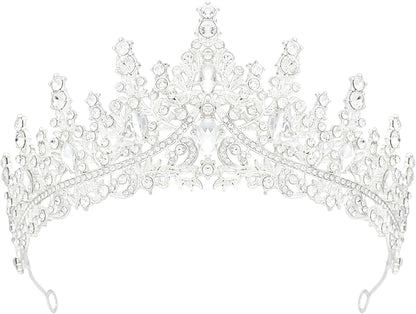 Crystal Tiaras & Crowns for Women, Bride Royal Queen Headband Princess Headpieces for Birthday Cake Crown & Prom Pageant Party
